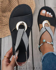 Elarossa - Dames orthopedische sandalen met elastische band en gouden detail