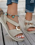 Elarossa - Dames orthopedische sandalen met elastische band en gouden detail