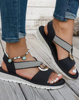 Elarossa - Dames orthopedische sandalen met elastische band en gouden detail