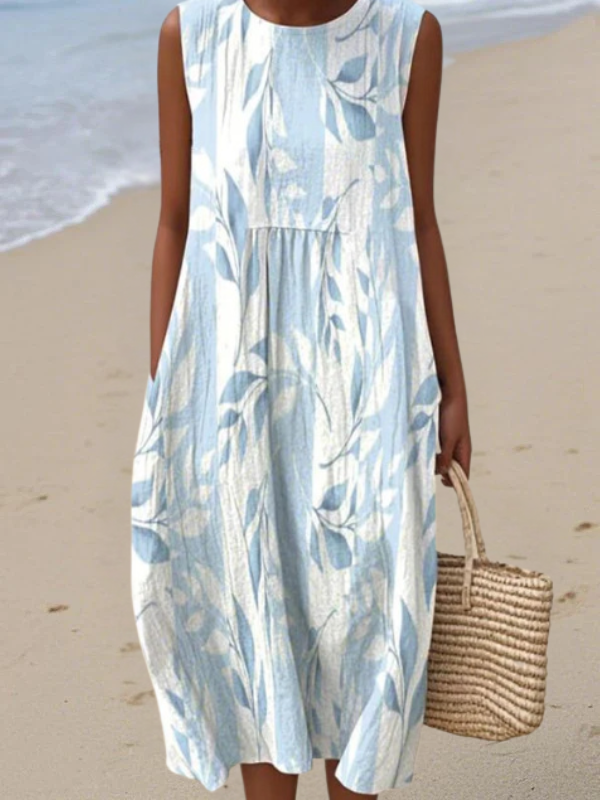 Ivy | Midi-jurk met bladprint