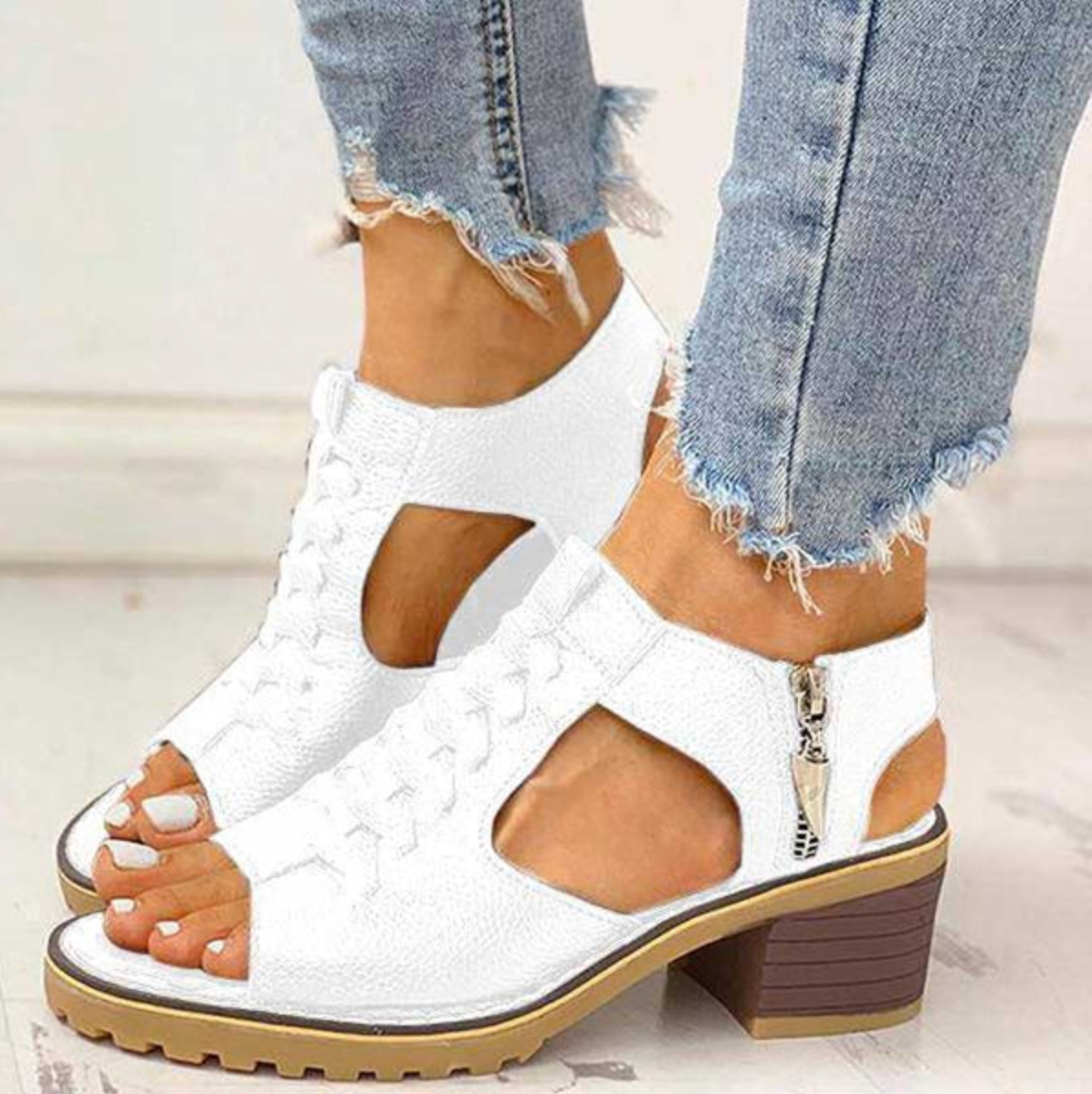 Gwenora - Dames sandalen met orthopedische blokhak