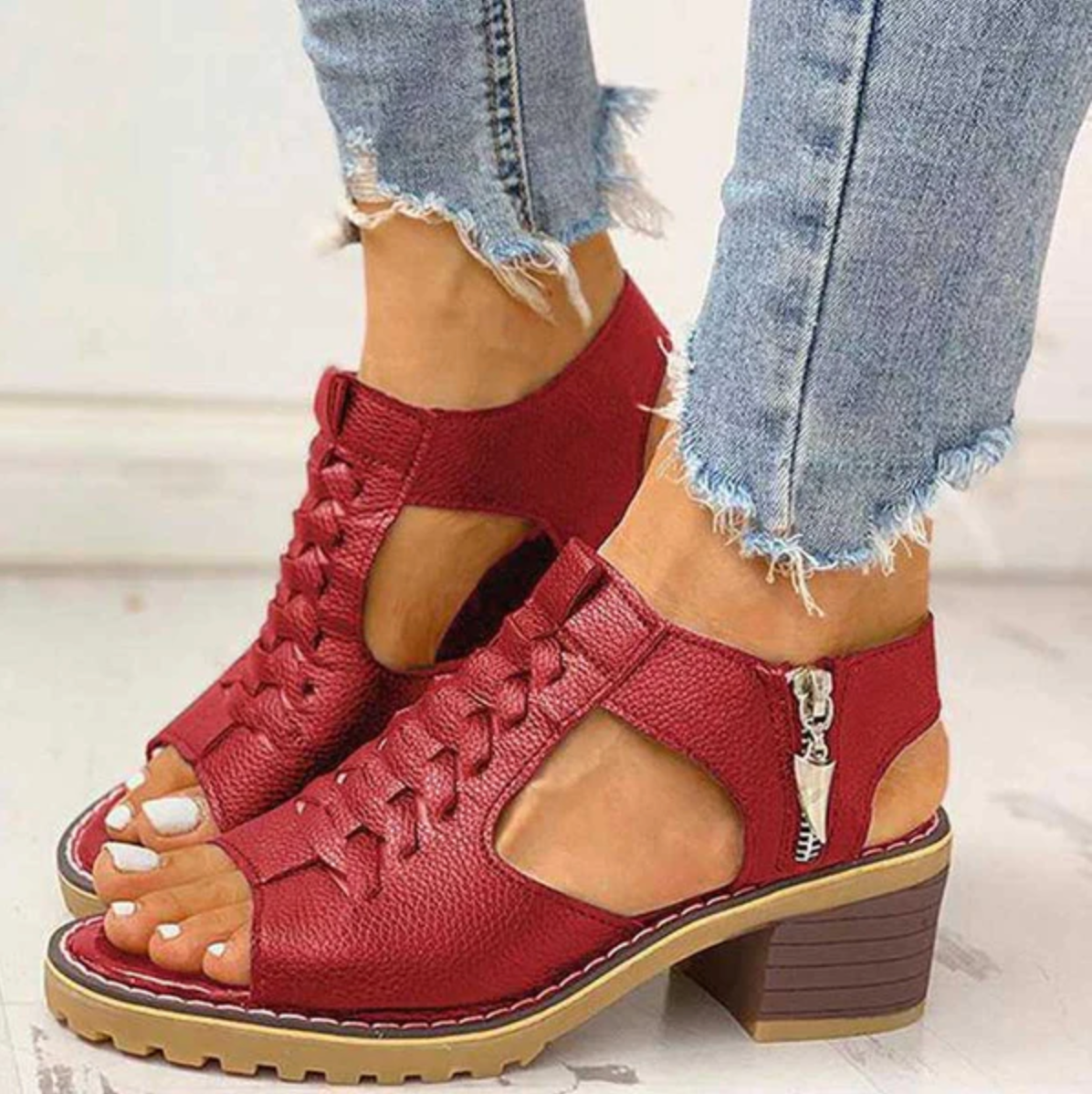 Gwenora - Dames sandalen met orthopedische blokhak