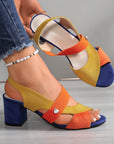 Elyvora - Dames orthopedische sandalen met gekleurde blokhak en kruislings banden