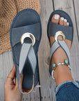 Elarossa - Dames orthopedische sandalen met elastische band en gouden detail