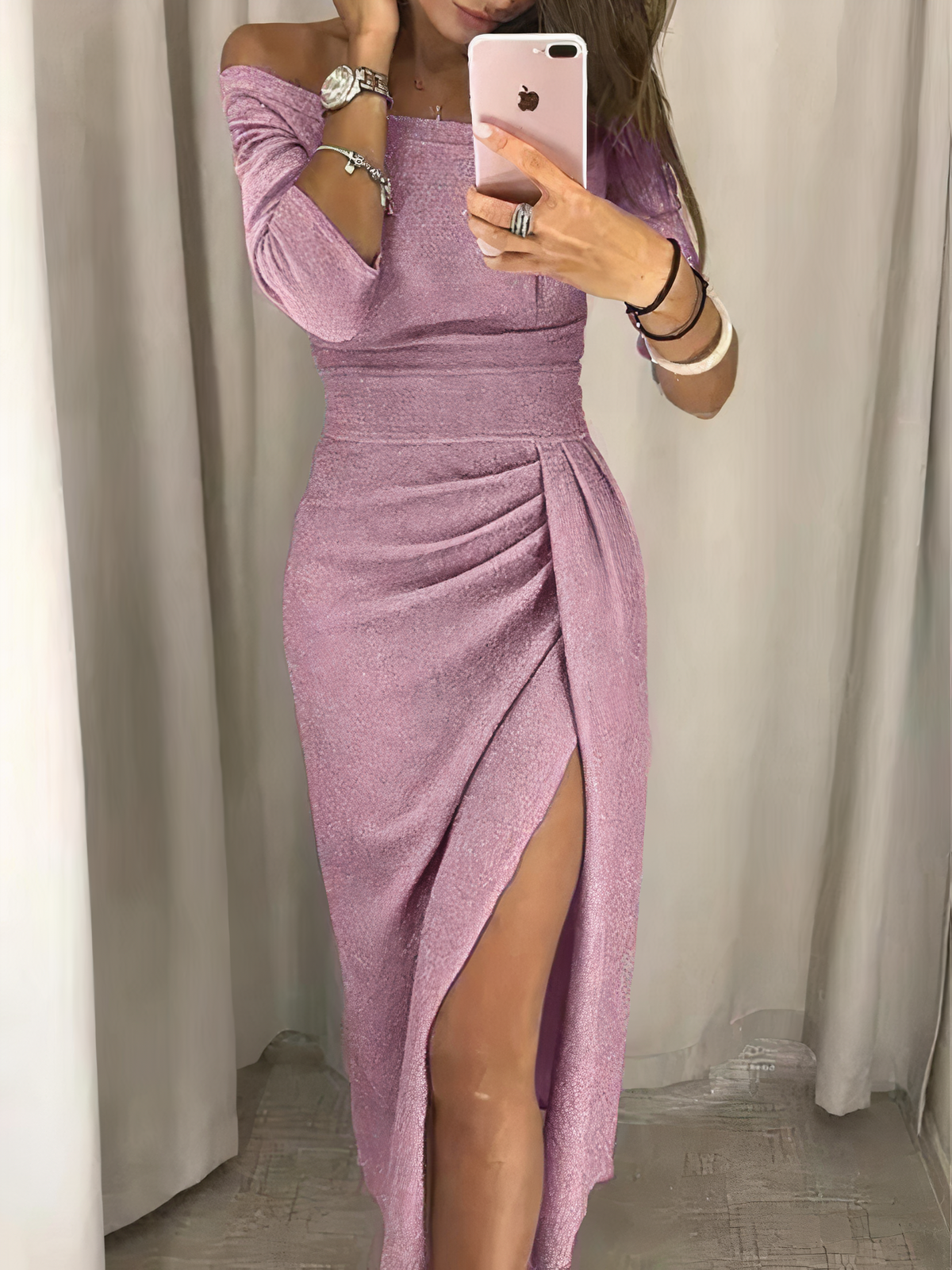 Jane - Off-shoulder glitterjurk