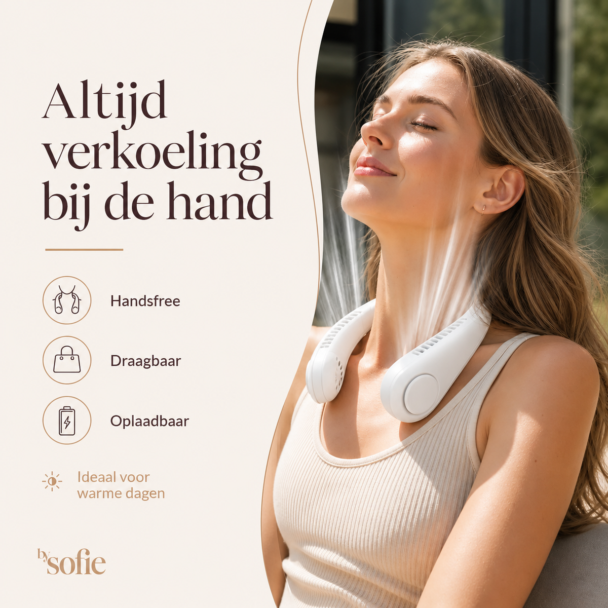 NekFan™ - Draagbare, oplaadbare nekventilator voor directe verkoeling!