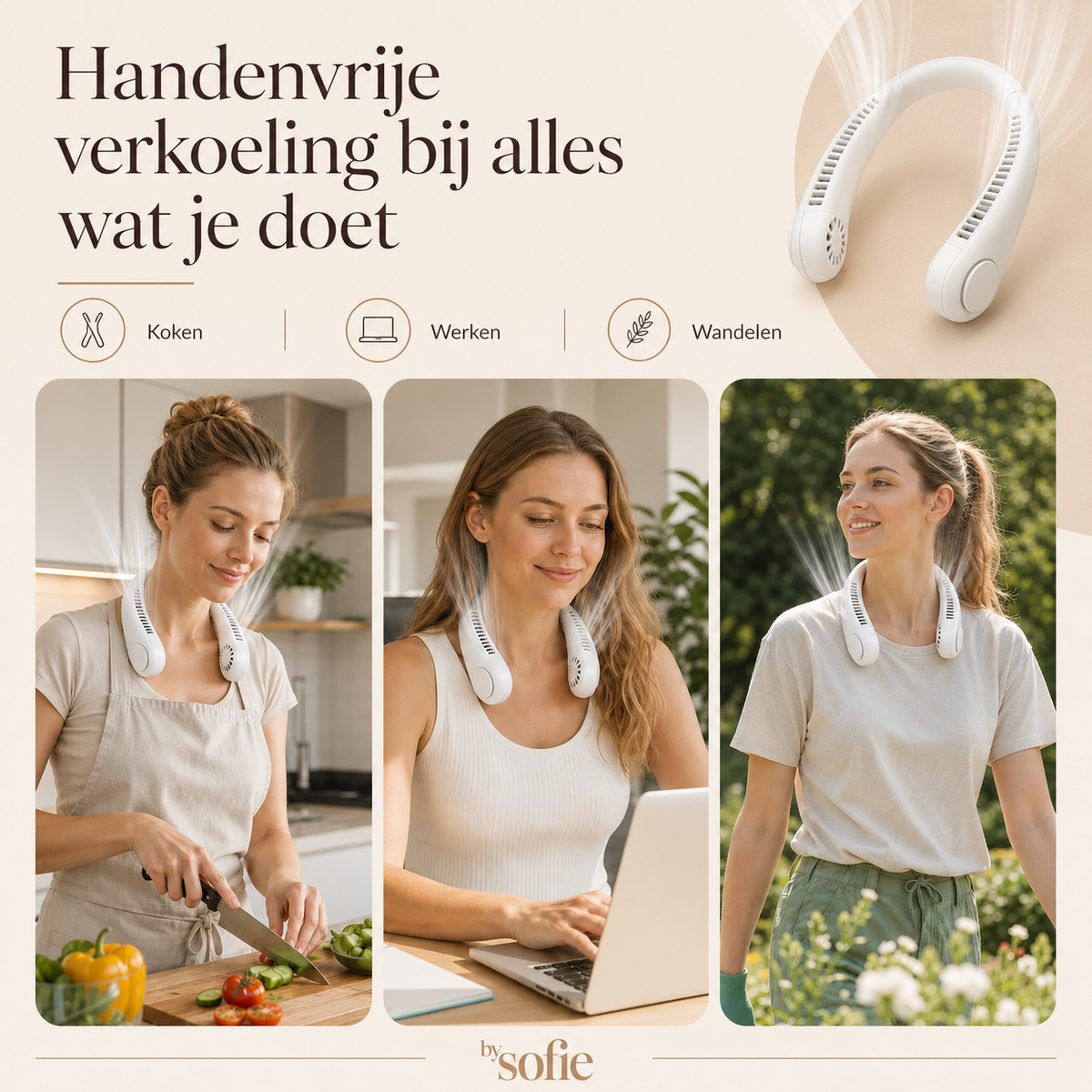 NekFan™ - Draagbare, oplaadbare nekventilator voor directe verkoeling!