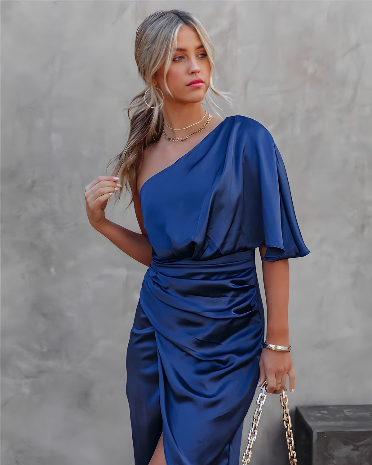 Estelle️ - One shoulder satijnen jurk