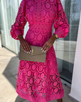 Ellie - Elegante midi-jurk met gehaakte mouwen