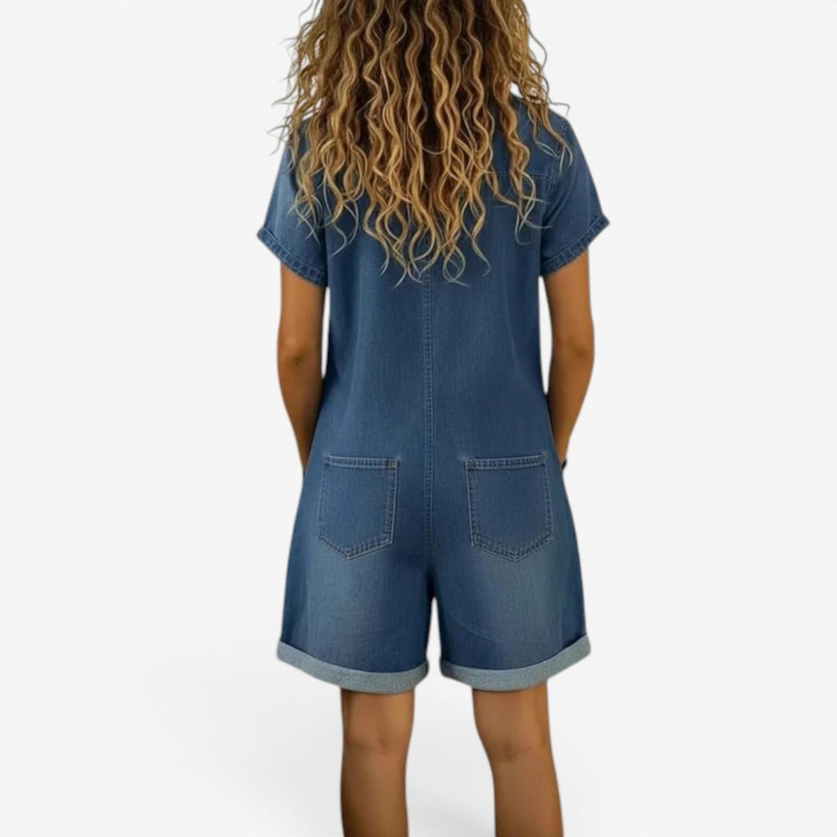 Rovellea - Korte denim jumpsuit voor vrouwen met knopen casual zomer